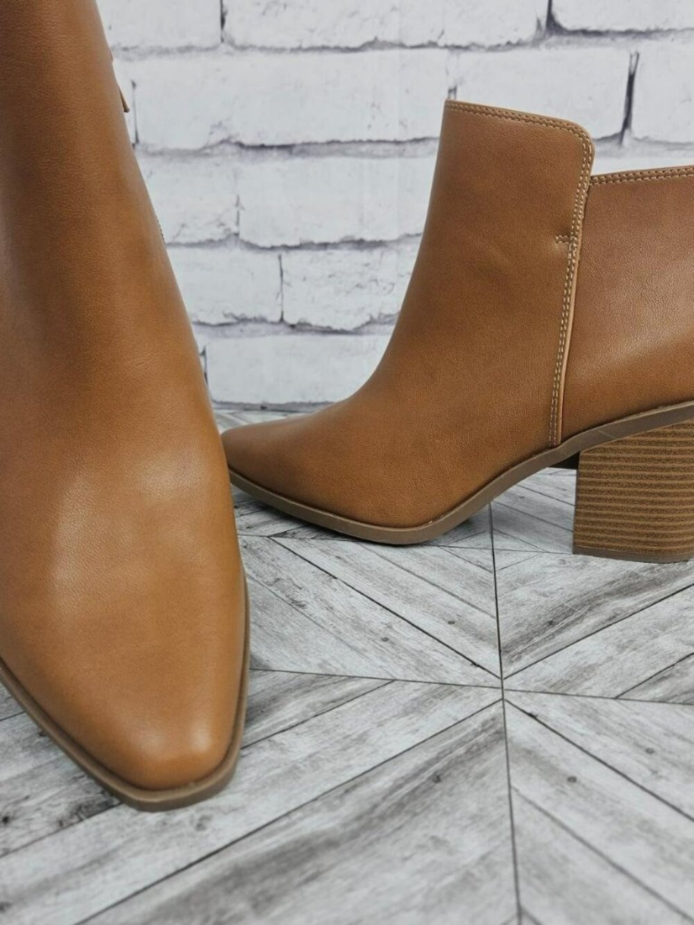 Tan Chunky Block Heel Ankle Boots Womens 10 a.n.a Dutch Shoes Fall Beige